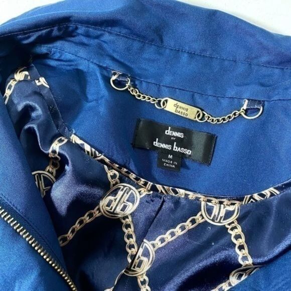 Dennis by Dennis Basso Navy Blue Zip Up Tusk Button Jacket Women’s size medium - Picture 2 of 5